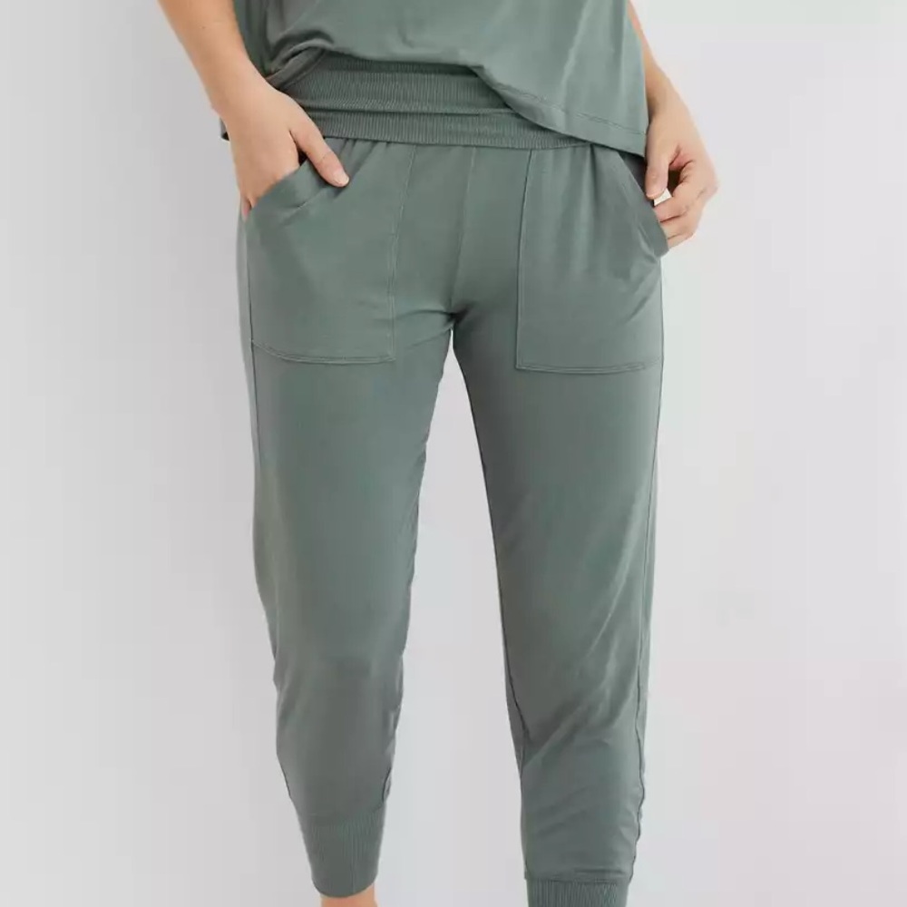 AERIE Real Soft Fold Over Jogger (Grey)